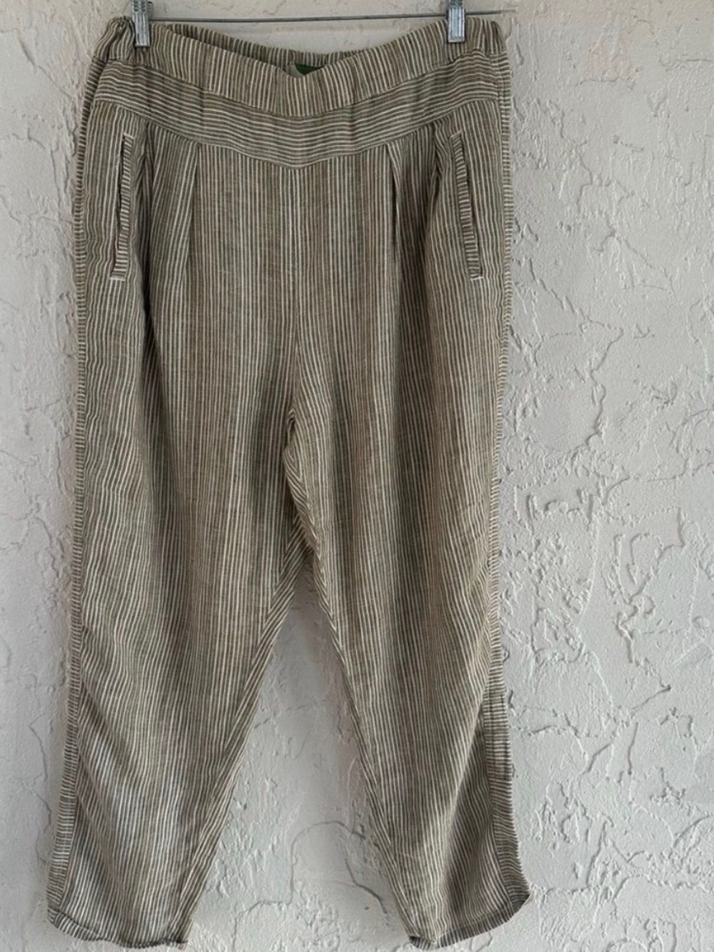 Anthropologie Taupe & Cream Striped Corduroy Pants